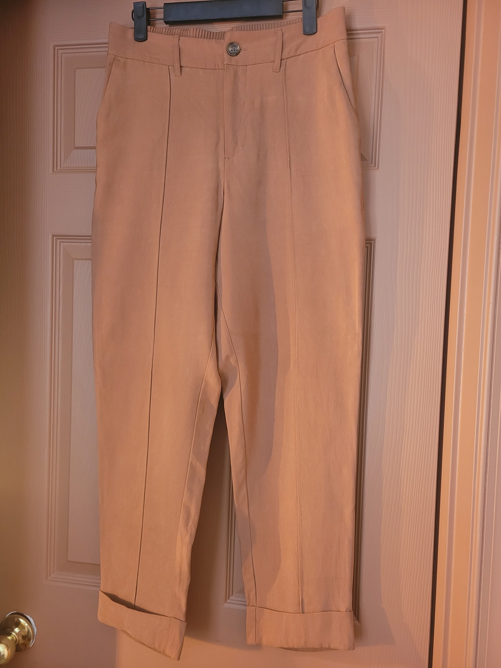 Women's Tailored Creased Pants in Burnt Orange